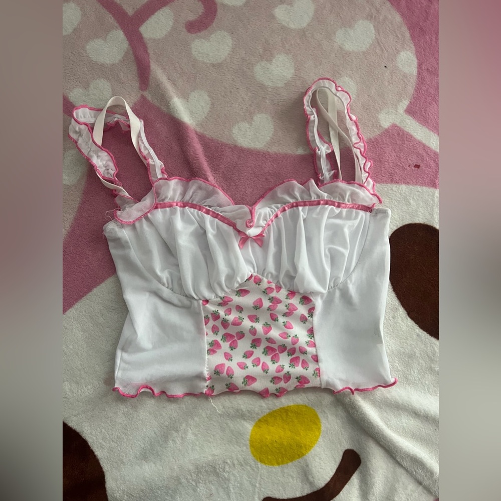 Strawberry ballet core bustier top